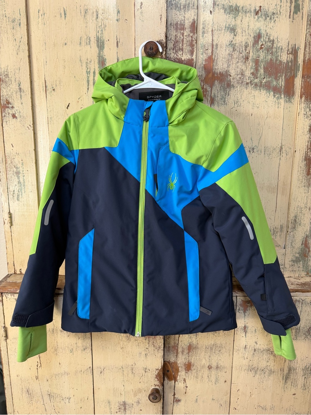 Spyder Kids Lime, Royal Blue & Navy Colorblock Ski/ Snow Jacket- size 12
